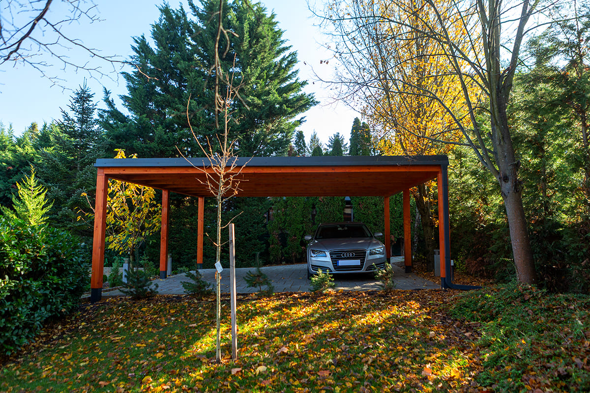 Deluxe Quick kocsibeálló fából, prémium minőségű autóbeálló elérhető áron