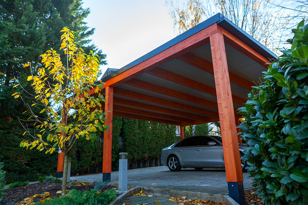 Deluxe Quick kocsibeálló fából, prémium minőségű autóbeálló elérhető áron