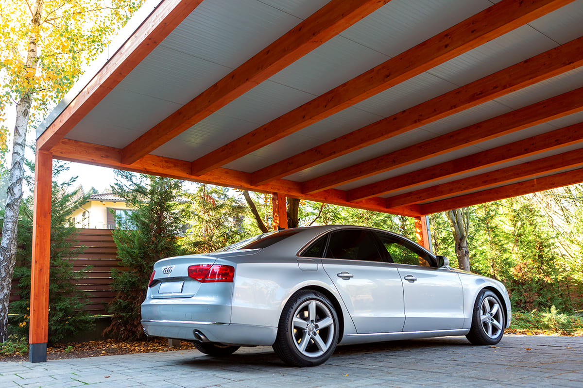 Deluxe Quick kocsibeálló fából, prémium minőségű autóbeálló elérhető áron