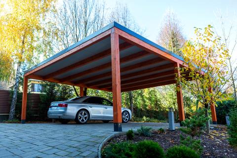 Egyedi Kocsibeallo Fa Koszibeallo Dupla Kocsibeallo Fa Szerkezetes Autobeallo Szendvicspanel Teto Negyzetes Csatorna Deluxe Building Kocsibeallo Epites