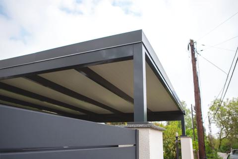 Deluxe building kocsibeallo aluminium szerkezet antracit szendvicspanel fedes negyzetes csatorna modern fedett kukatarolo 06