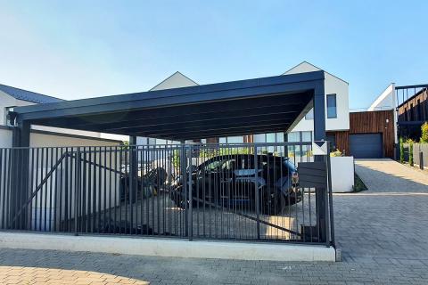 Deluxe kocsibeallo egyedi dupla kocsibeallo ragasztott fa szerkezet szendvicspanel fedes antracit szin 06