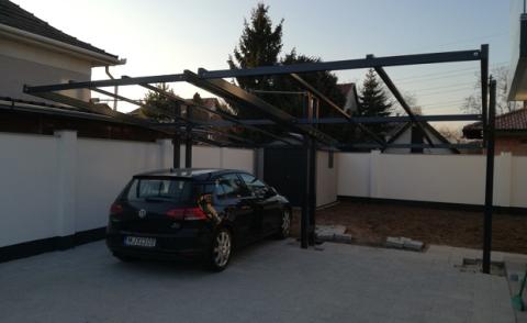 Függesztett autóbeálló acél szerkezete 1