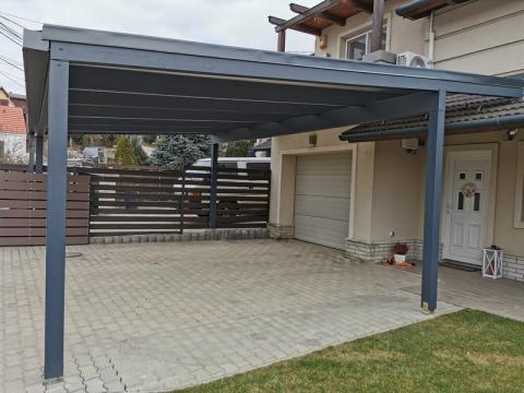 Ragasztott fa, polikarbonát fedésű kocsibeálló 01