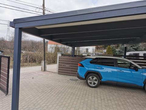 Ragasztott fa, polikarbonát fedésű kocsibeálló 06b