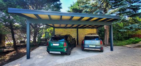 ragasztott fa egyedi kocsibeálló hajópadló és zsindely fedéssel 02