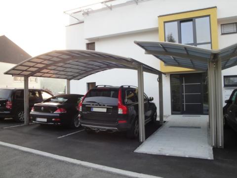 XIMAX Portoforte íves, dupla kocsibeálló alumínium szerkezettel és polikarbonát fedéssel 2